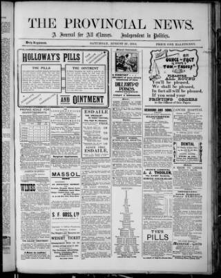 cover page of Provincial News (Lydney) published on August 27, 1910