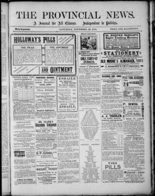 cover page of Provincial News (Lydney) published on November 26, 1910