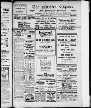 cover page of Western Express published on April 19, 1919