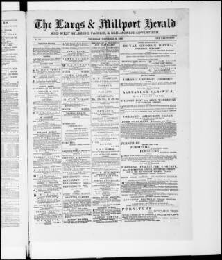 cover page of Largs & Millport Herald published on November 15, 1883