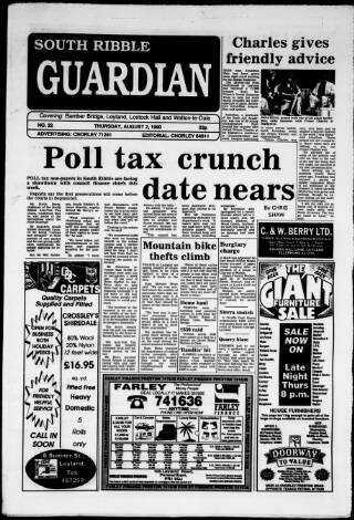 cover page of Leyland Guardian published on August 2, 1990