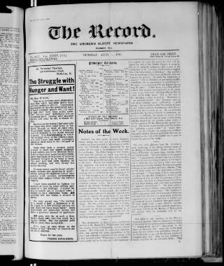 cover page of Record published on April 1, 1915