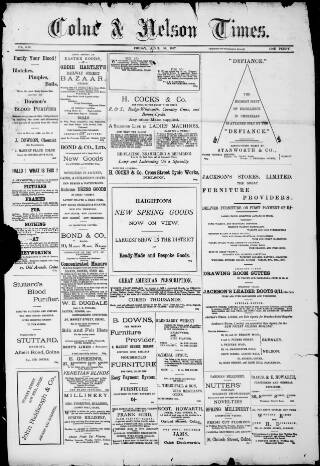cover page of Colne & Nelson Times published on April 30, 1897