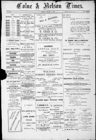 cover page of Colne & Nelson Times published on August 6, 1897