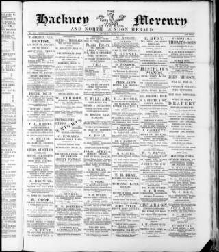 cover page of Hackney Mercury published on May 22, 1886