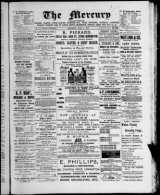 cover page of Hackney Mercury published on April 1, 1899