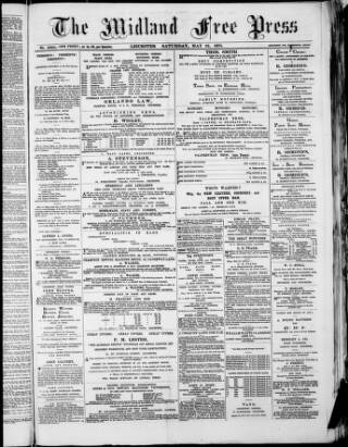 cover page of Midland Free Press published on May 22, 1875