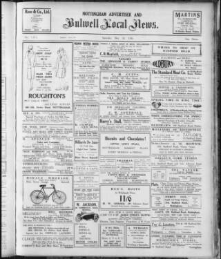 cover page of Nottingham Advertiser published on May 22, 1926