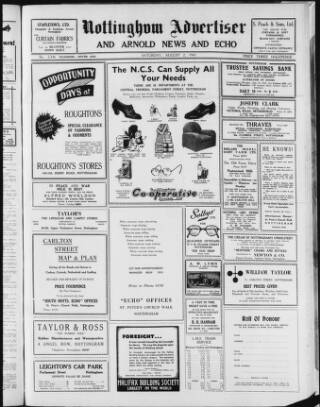 cover page of Nottingham Advertiser published on August 2, 1941