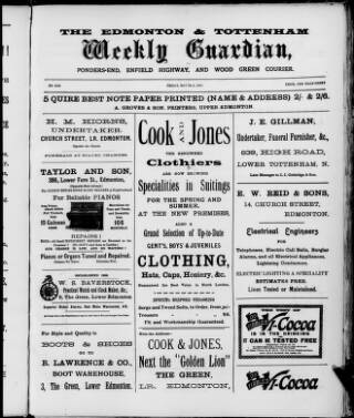 cover page of Edmonton and Tottenham Weekly Guardian published on May 22, 1903