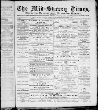 cover page of Mid-Surrey Times published on November 2, 1878