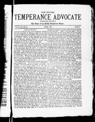 cover page of British Temperance Advocate published on April 1, 1880