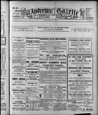 cover page of St. Andrews Gazette published on August 28, 1914