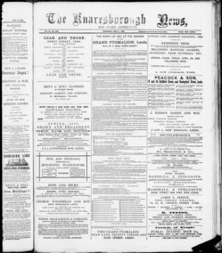 cover page of Knaresborough Times published on May 9, 1889