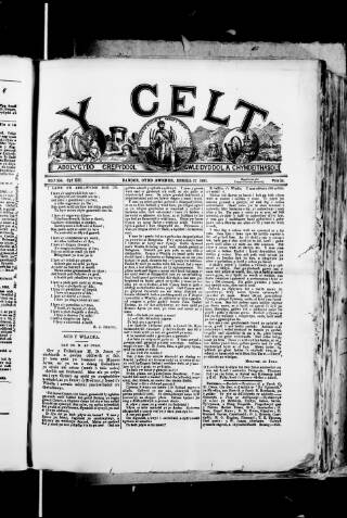cover page of Y Celt published on April 17, 1891