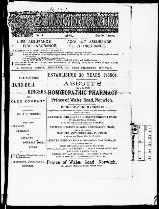 cover page of Norfolk Echo and Temperance Advocate published on April 1, 1880