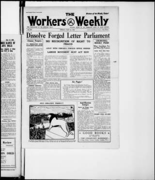cover page of Workers' Weekly published on May 22, 1925