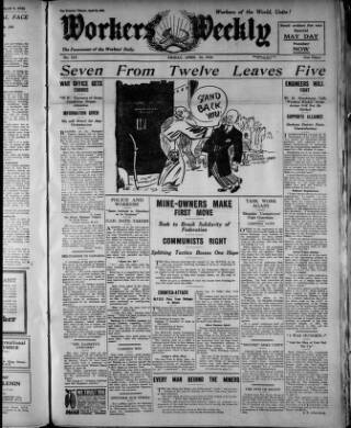 cover page of Workers' Weekly published on April 16, 1926