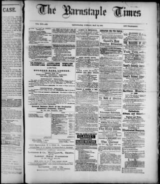 cover page of Barnstaple Times published on May 14, 1889