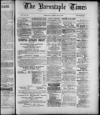 cover page of Barnstaple Times published on May 21, 1889