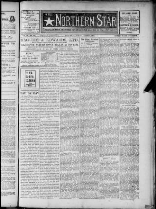 cover page of Northern Star (Belfast) published on August 2, 1902