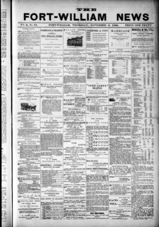 cover page of Fort-William News published on November 2, 1899