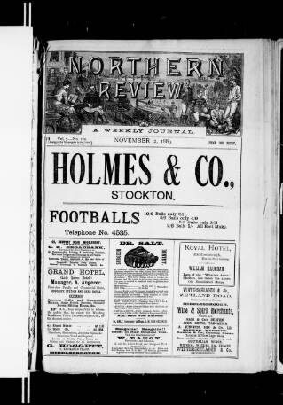 cover page of Northern Review published on November 2, 1889