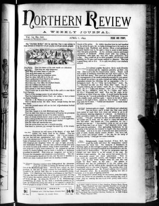 cover page of Northern Review published on April 1, 1893