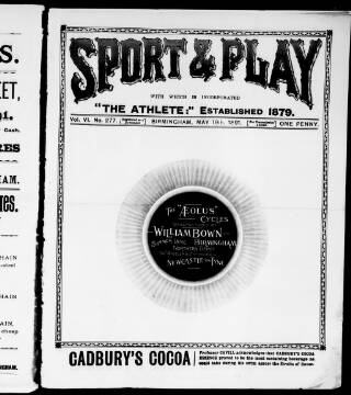 cover page of Sports and Play published on May 19, 1891