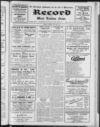 cover page of St. Marylebone and Paddington Record published on May 22, 1943