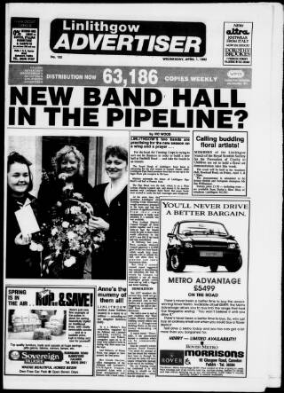 cover page of Linlithgow Advertiser published on April 1, 1992