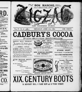 cover page of Zigzag published on April 13, 1882