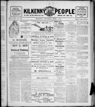 cover page of Kilkenny People published on April 1, 1911