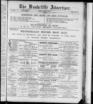 cover page of Rushcliffe Advertiser published on April 1, 1898