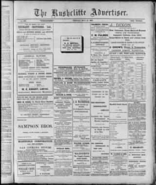 cover page of Rushcliffe Advertiser published on May 22, 1908