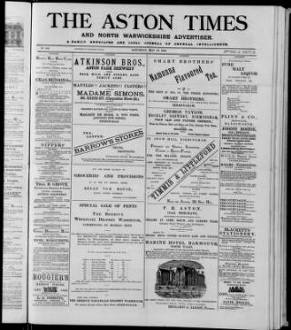 cover page of Aston Times published on May 22, 1886
