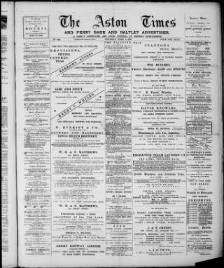 cover page of Aston Times published on April 1, 1893