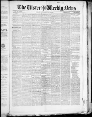 cover page of Ulster Weekly News published on April 22, 1882