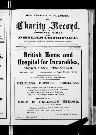 cover page of Charity Record published on April 1, 1915