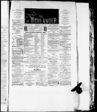 cover page of Highlander published on April 14, 1877