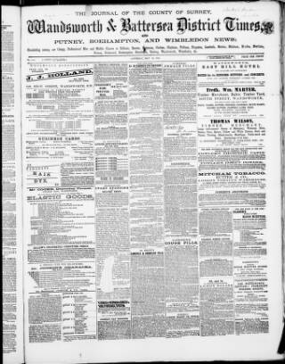 cover page of Wandsworth & Battersea District Times published on May 22, 1886