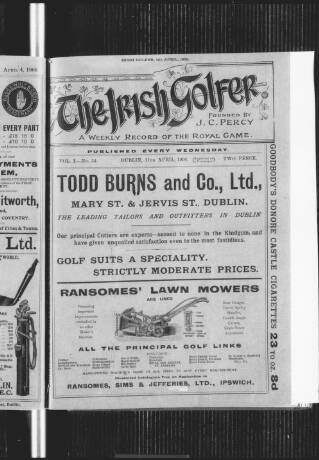 cover page of Irish Golfer published on April 11, 1900