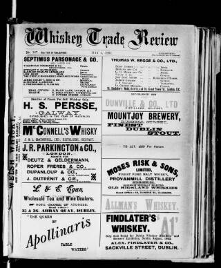 cover page of Whiskey Trade Review (Dublin) published on May 7, 1896