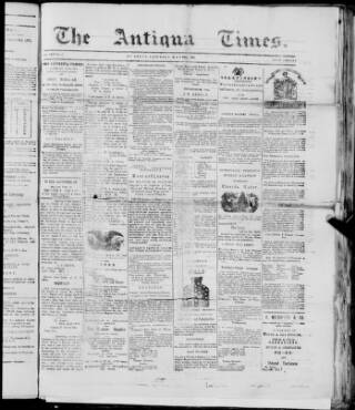 cover page of Antigua Times published on May 22, 1875