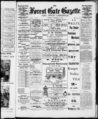 cover page of Forest Gate Gazette and Upton Chronicle published on December 29, 1888