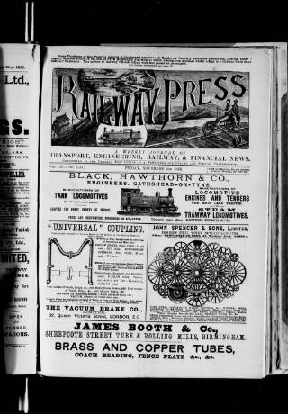 cover page of Railway Press published on November 2, 1888