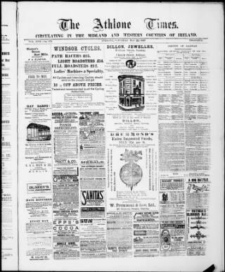 cover page of Athlone Times published on May 22, 1897