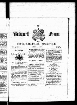 cover page of Bridgnorth Beacon and South Shropshire Advertiser published on April 1, 1853