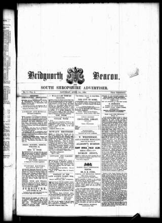 cover page of Bridgnorth Beacon and South Shropshire Advertiser published on April 1, 1854