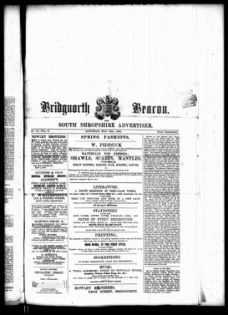 cover page of Bridgnorth Beacon and South Shropshire Advertiser published on May 13, 1854